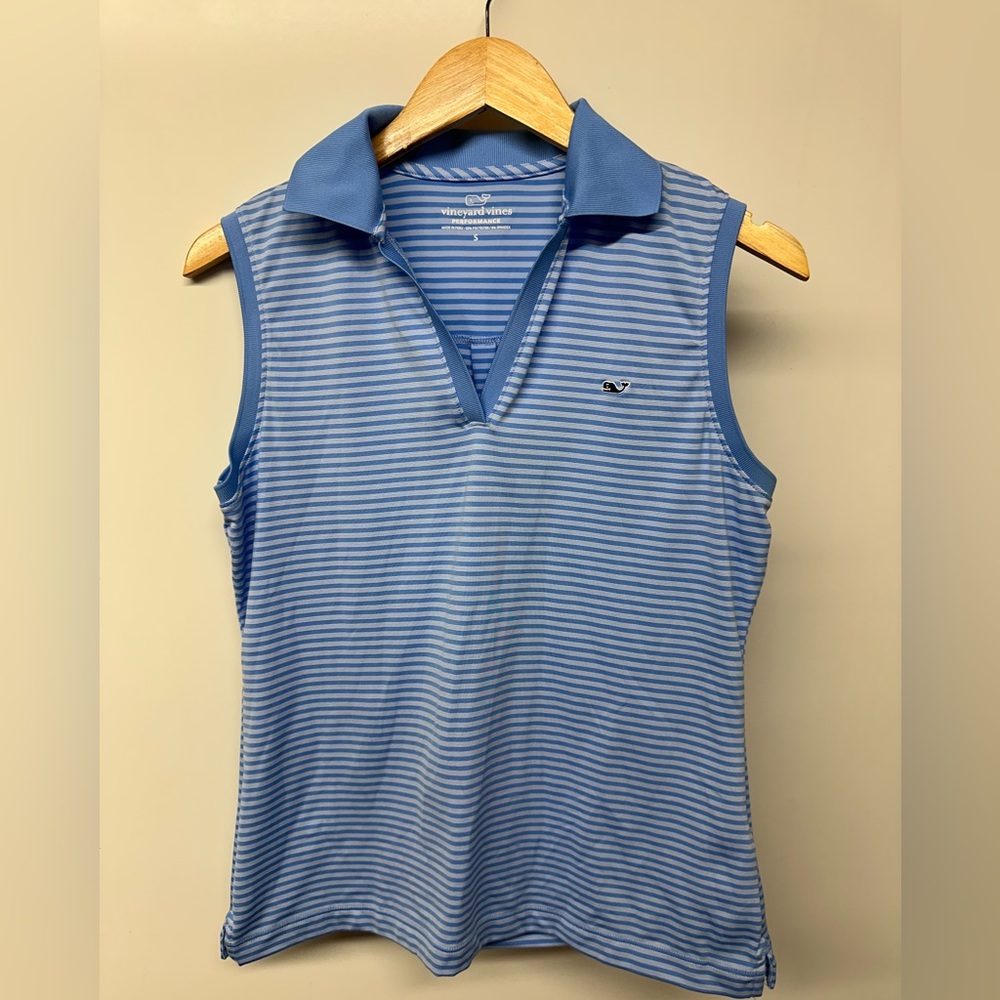Vineyard Vines Blue Sleeveless Fitted Polo Shirt Size S
